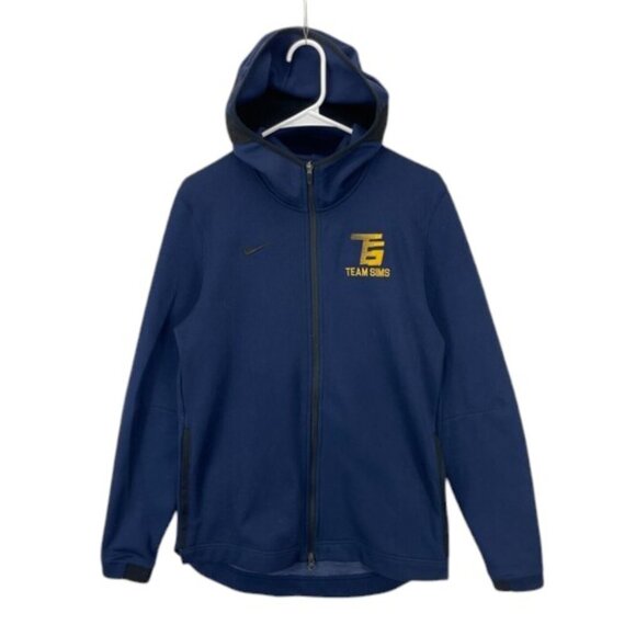 Nike Dri-FIT Full Zip Hoodie Men’s Size M Navy Club Fleece Team Sims Logo - Picture 1 of 9